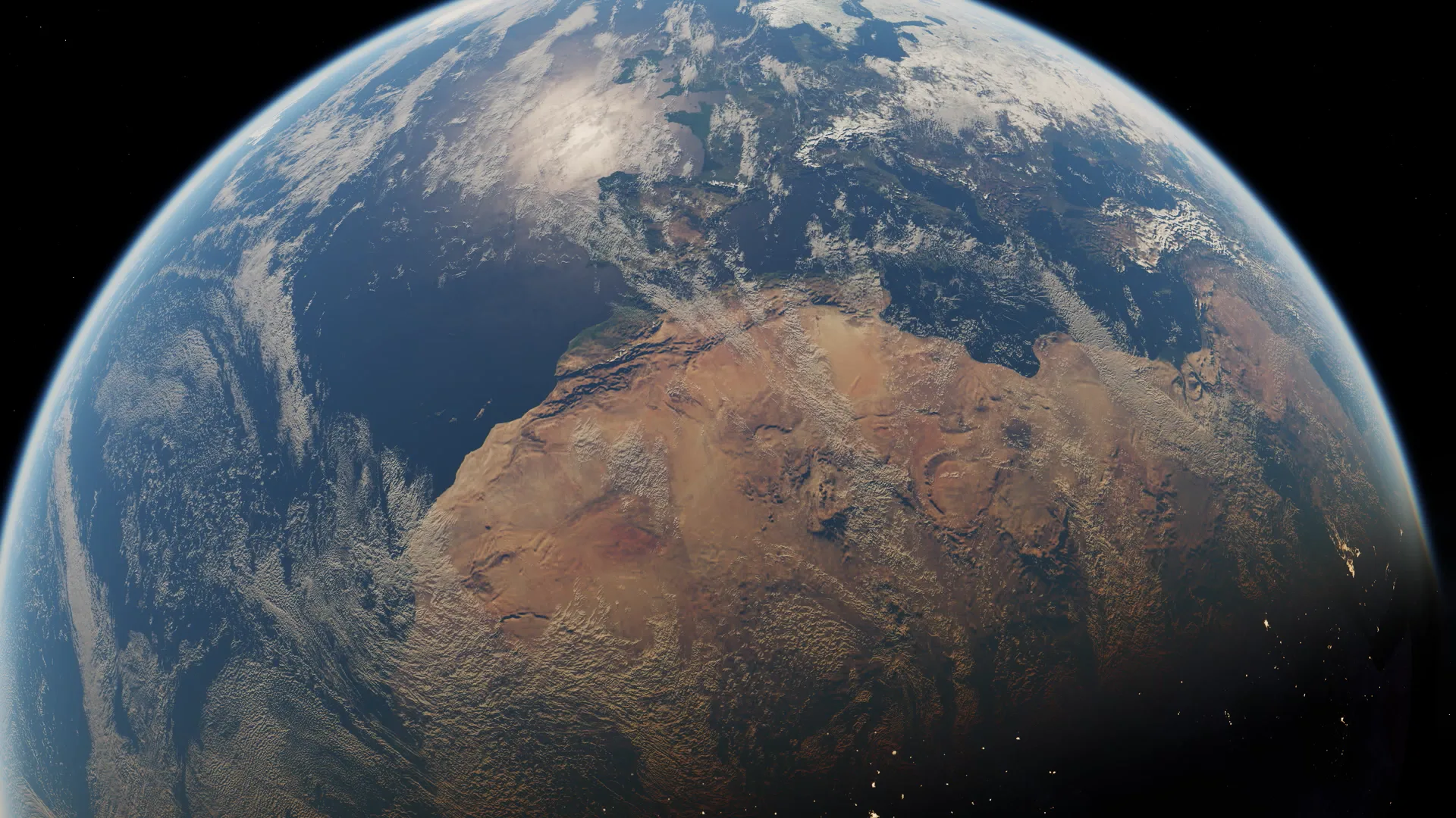The Sahara and the Atlantic under a high sun